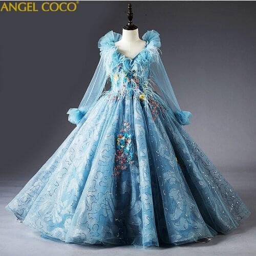 Kids Dress For Girls wedding guest dress Tulle Lace Long Girl Dress Elegant Princess Party Pageant Formal Gown For Teen Children