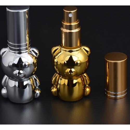 20 pcs/lot 8 ML Perfume Bottle 2 Colors Bear Glass Spray Pump Vials Cosmetic Container Atomizer Essential Oil Refillable Bottle