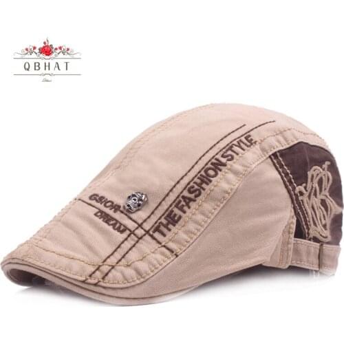 QBHAT Fashion Cotton Ivy Cap Newsboy Tweed Cap Embroidery Letter Skull Berets Unisex Men Women Artistic Cap Tourism Sunhat