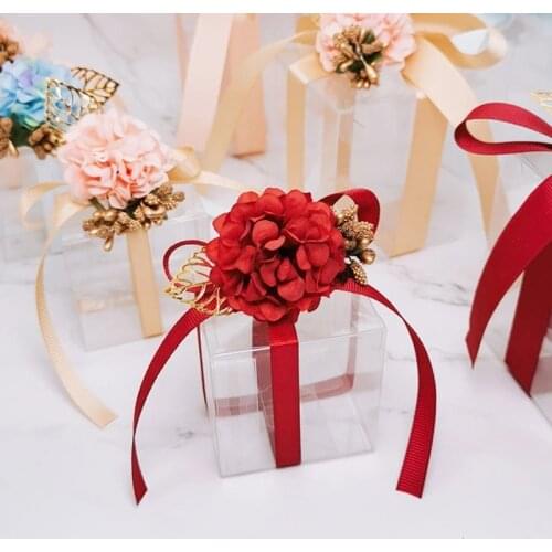 Creative Candy Box Simple Transparent Square Wedding Gift Festive Candy Chocolate Box Favor Boxes Packaging Bag Party Supplies