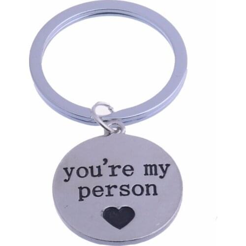 Bespmosp 12PC/Lot "You Are My Person"Round Pendant Keychain Keyring Keyfob For Man Women Lovers Friends Family Jewelry Hot Gifts