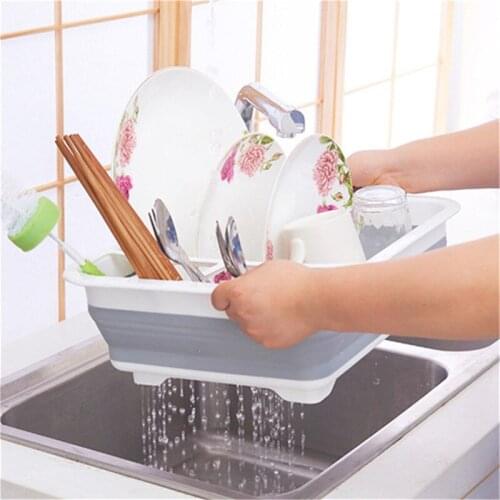 Kitchen Accessories White Color Rein Folding Plate Draining Rack Dish Storage Rack Dish Drying Rack Kitchen Organizer