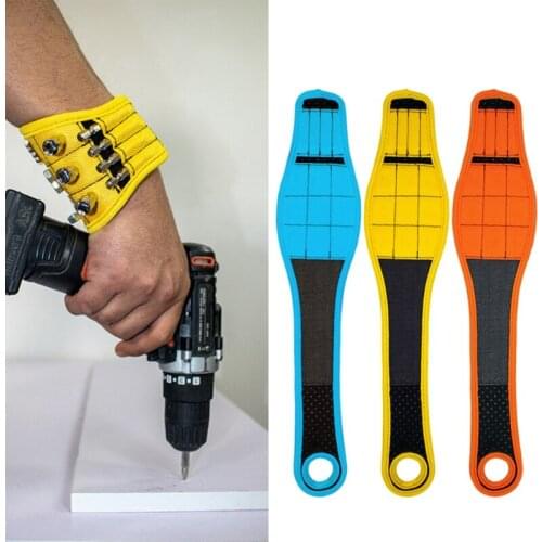 Magnetic Wristband Portable Tool Bag Electrician Wrist Tool Belt Screws Nails Drill Bits Holder Magnets Repair Tool Belt