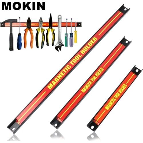 Magnetic Tool Holder 8"/12"/18" Metal Tool Bar Organizer Strong Magnet Storage Rack Tool For Garage Kitchen Tool Storage