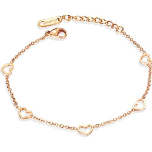 Fashion Rose Gold Color Heart Bracelet Stainless Steel Jewelry Romentic Gift for Women Girls
