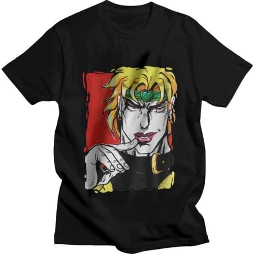 Dio Brando Jojos Bizarre Adventure T Shirt Mens Cotton T-shirt Tshirt Short Sleeve Joestar Anime Kujo Blood Otaku Crusaders Tee