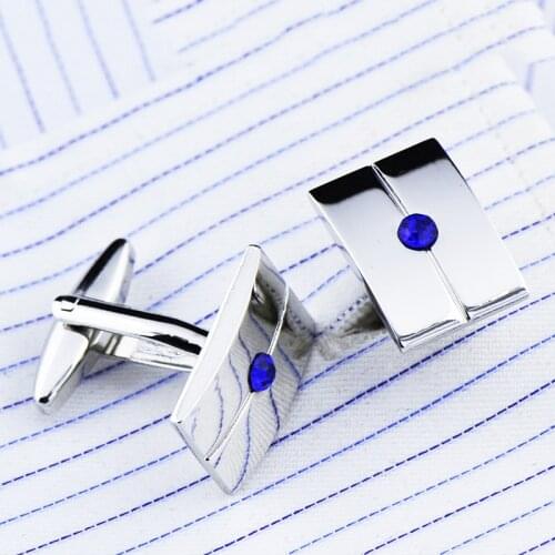 French Cufflinks Mens Unisex Business Banquet Wedding Jewelry Accessories Gifts Blue Crystal Zircon Shirt Buttons Cufflink