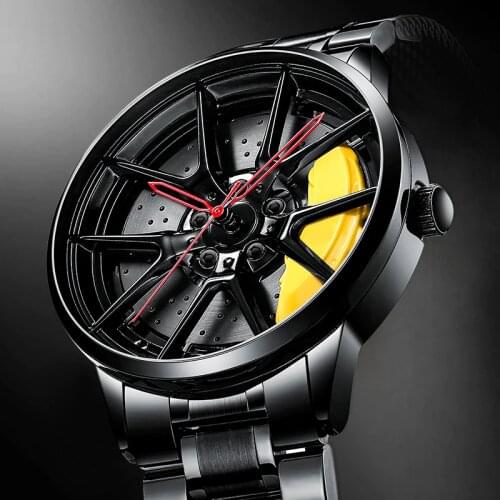 NIBOSI Men Car Wheel Watch TE37 Fashion Waterproof Sport Watch Mens Quartz Mesh With Rim Hub Watch Run Quartz Men Quartz Watch