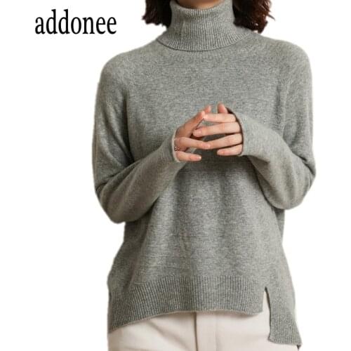 2020 Latest Autumn Winter Women Female Turtleneck Cotton Knitted Sweater Pullover Solid Soft Warm Casual Fashion Long Sleeve
