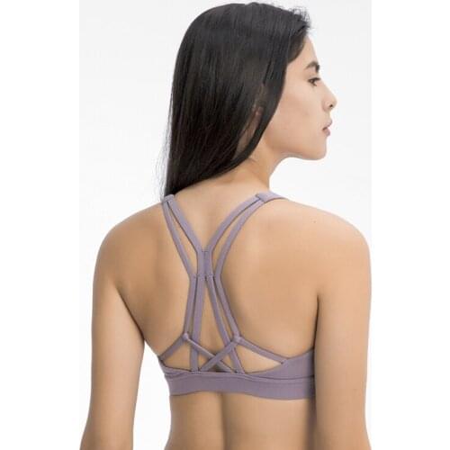 New Color Women Strappy Sports Bras Cross Back Medium Support Buttery Soft Yoga Bra Push Up for Workout