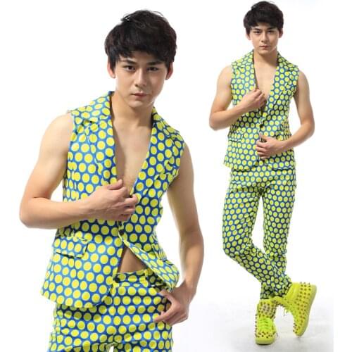 New Festival Outfit For Men Stage Costume Tops/Pants Singers Wear GoGo Dance Wear Punk Dj Costume Men Performance Costume BL2071