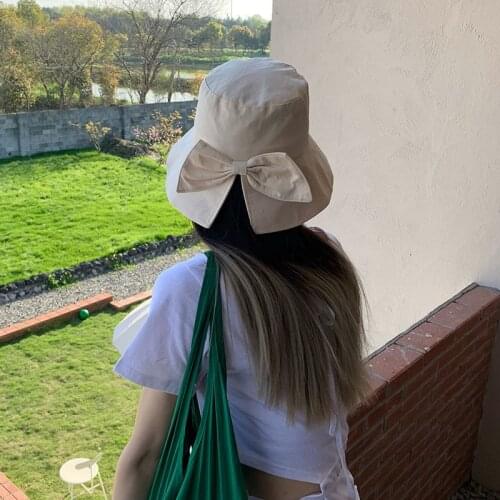 New Summer Autumn Bowknot Foldable Panama Bucket Hat Women Outdoor Ladies Fishing Hunting Hat Tourism Bucket Cap Lady Sun Hat