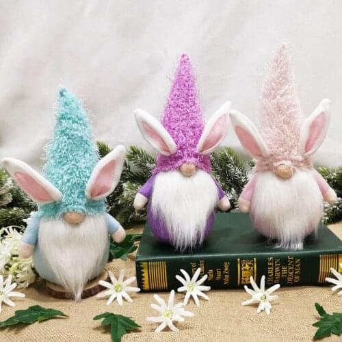 Easter Bunny Gnome Handmade Swedish Tomte Rabbit Plush Toys Doll Ornaments Holiday Home Party Decoration Kids Easter Gift