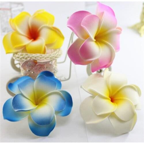 Popular Brand New you pick 50 large double layer Foam Hawaiian Plumeria flower Frangipani Flower bridal hair clip 8cm
