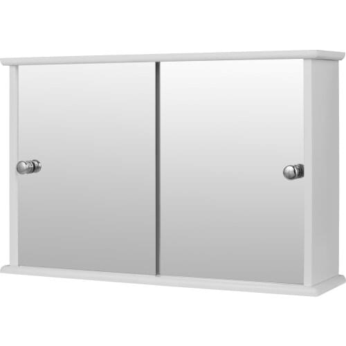 Bathroom Cabinet with 2 Mirror Doors MDF Wall Cabinet Bathroom Storage 55x14x36cm White Bathroom Furniture Organizer