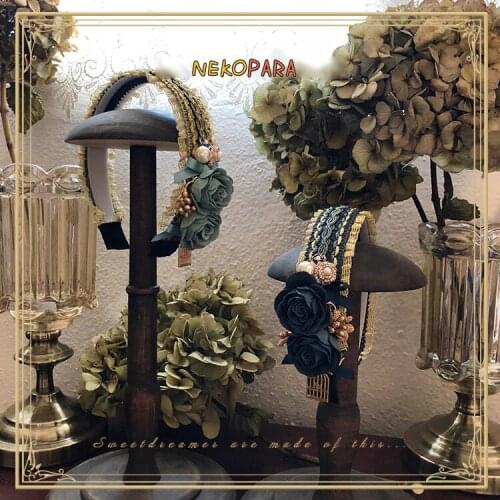 Sleeping Beauty in the Forest Handmade Vintage Bow Hairband KC Lace&Pearls Trim Lolita Sweet Headwear 4 Colors