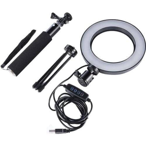 Dimmable LED Studio Camera Ring Light USB Charging 6 inch Wire Control Photo Phone Video Fill Light