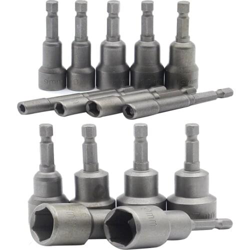 TOP 15 Pcs 5 Mm~19 Mm Professional Magnetic Nut Driver Set Metric Socket 1/4 Inch Hex Shank Impact Drill Bit Adapter For Power