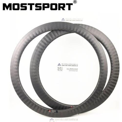 700C 50/60mm Clincher Tubeless Ready Carbon Rims 12K Twill Weave For Road Bicycle 25mm U Shaped High TG Braking Track