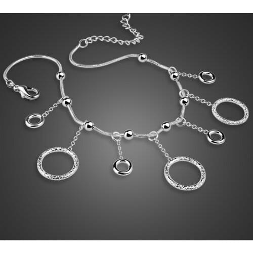 Bohemian 100%925 Sterling silver Bracelet Set for Women Punk Fashion Fringed Beach Bangle Hand Catenary Jewelry Gift