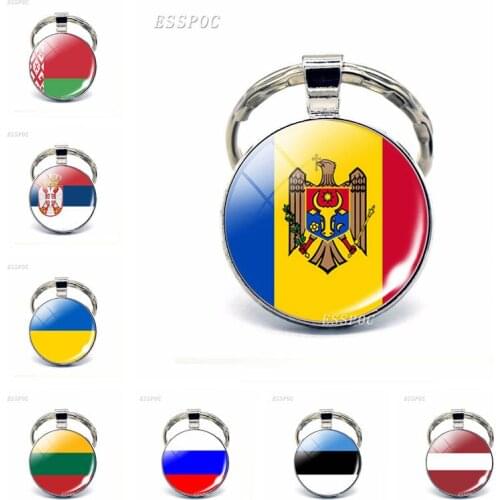 Eastern European Countries Flag Keychain Russia Ukraine Belarus Estonia Latvia Lithuania Moldova Flag Key Chain Gift for Friends
