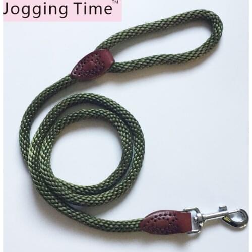 High Quality Leather handmade Dog Leash Running Tracking Leads Training Walking Leads 130CM For Medium Large Dogs Green color