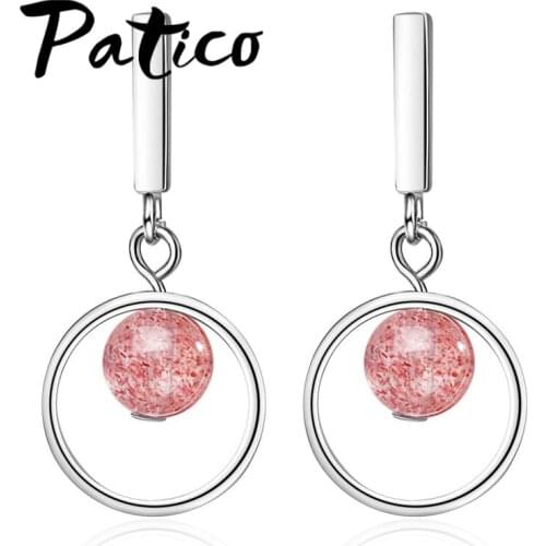 Women Lovely Design Pink Crystal Ball Pendant Earrings For Wedding/Engagements/Anniversary Party 925 Sterling Silver Earrings