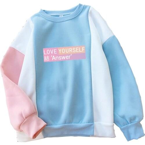 Fleece Hoodies Women Aesthetic Oversized Sweatshirts 2020 Winter Long Sleeve O-neck Letter Print Harajuku Pullover Casual Tops