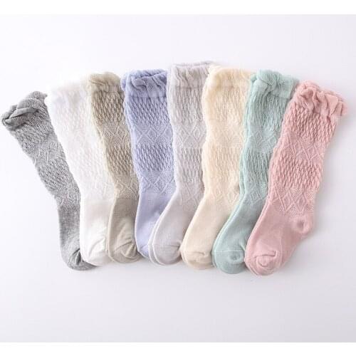 0-3 Years Kids Stockings Baby Boy Girl Long Socks Summer Toddler Mesh Breathable Ruffled Socks Newborn Infant Knee High Sock