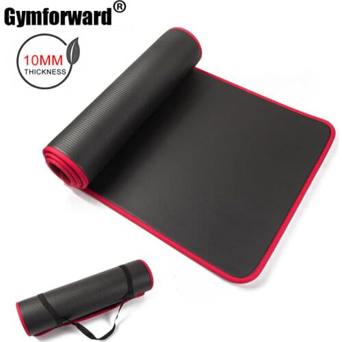10mm Non-slip Anti-Tear Yoga Mat Thick Fitness Pilates Exercise Mat Home Workout Sport Cushion Gymnastic Pad with Carrying Strap