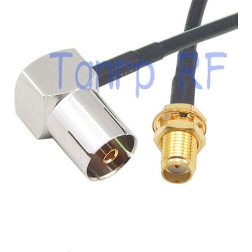 10pcs 6in TV female right angle 90 degree to SMA female jack RF adapter 15CM Pigtail coaxial jumper RG174 extension cable