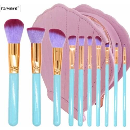 10Pcs/Bag Professional Makeup Brushes Shell Case Kit Portable Comestic Bag Makeup Tools Foundation Blush Eyebrow Make Up Brushes