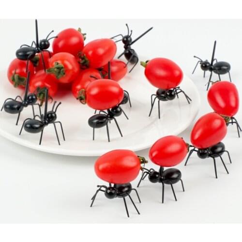 12PCS Ants Fruit Fork Funny and Cute Animal Farm Dessert Snack Food Pick Kitchen Gadgets Creative Wedding Party Toothpicks
