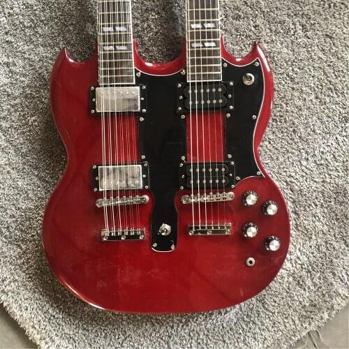 Kaiyun Factory custom high quality 12 string +6 string double head electric guitar. Wine red.SG guitar.100% original pictures