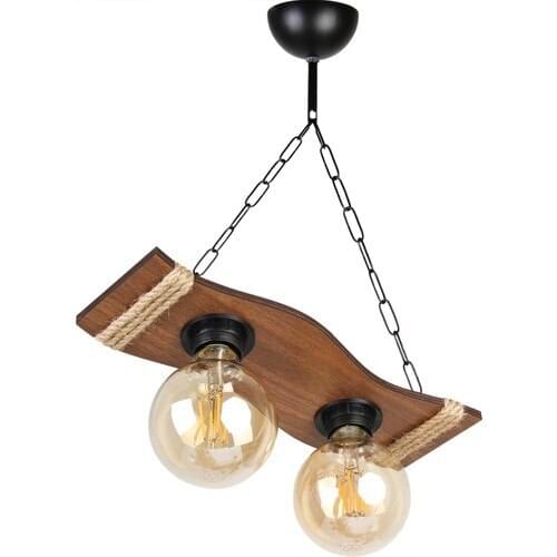 2 piece brown New Design Lighting Wood Chain Rope Chandelier