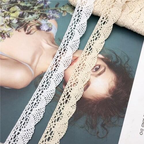 300Yards White Beige Cotton Lace Trims DIY Home texile Clothes Edge Wrapping Cotton Ribbon Tape Cotton Material for kid and baby