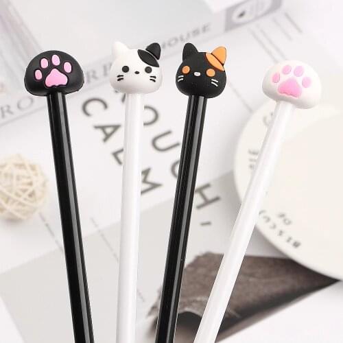 4Pcs/Set Kawaii Cat Paw Shape Gel Pen Cute Black Ink Cartoon Pens For School Supplies Kids Writing Stationery Office Accessories