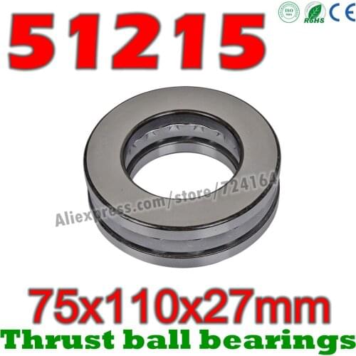 75x110x27 mm Thrust Ball Bearings 51215 Axial 51215M 8215 8215H Plane 75*110*27 Free shipping Steel or brass cage Wholesale
