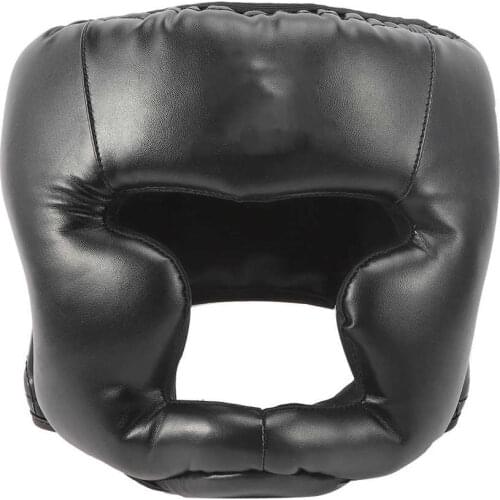 Boxing Helmet PU Karate Muay Thai Helmet Black Closed Type Sanda Training Head Guard Adults Kids Equipment