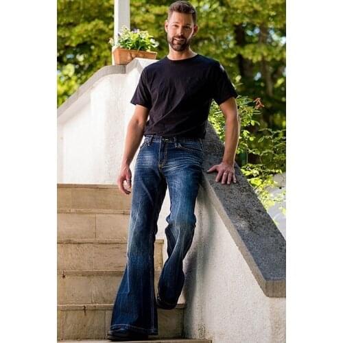 Men Jeans Fashion Retro Mens Denim Flared Pants Punk Style Jeans for Men Stretch Jeans Men Clothing Plus Size Punk Clothing