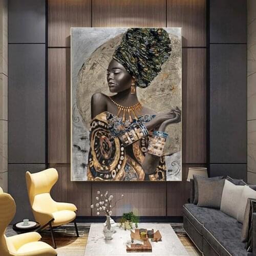 Graffiti Art African Black Women Poster and Printing Abstract African Girl Canvas Living Room Decoration Wall Decoration Posters
