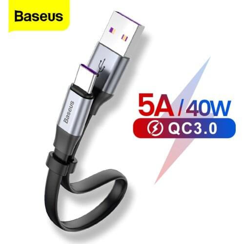 Baseus USB C Cable 5A USB Type C Cable For Huawei P30 P20 Mate 20 P10 Pro Lite Fast Charging Charger For Xiaomi mi Type-c Cable