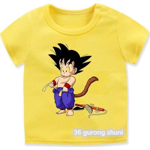Kawaii Guko Golden Hoop Japan Cartoon Print Anime Clothes Boys/Girls Kids T Shirts Toddler Children Clothing Harajuku T-Shirts