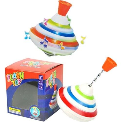 Classic Spinning Tops Toy Funny Music Light Gyro Toy Hand Push Down Spinner Top Toy Funny