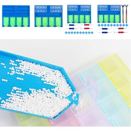 1Set Multi-Boat Diamond Painting Tray Holder Beading Storage Tray Point Drill Pen Drill Clay Organizer Storage Box DIY Craft