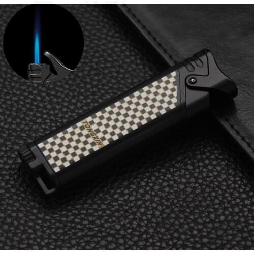 Mini jet Turbo torch blue flame Butane inflatable gas Cigarette lighter Ultrathin Grid lines outdoor cigar pipe Smoking igniter