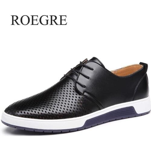 Men Leather Casual Shoes Hot Sale 2018 Mens Shoes Genuine Leather Holes Design Breathable Shoes Business Men Sapatos Masculinos