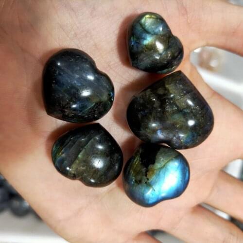 Natural moonstone Crystal Labradorite Palm Stone Healing Quartz Gemstone Worry Stone Heart Shape