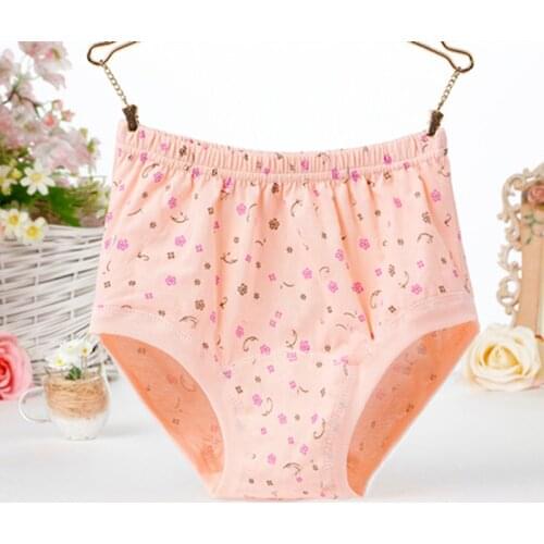 Middle-Aged And Elderly Womens Underwear Large Size Panties 100% Pure Cotton Comfortable Soft High Waist Panties Male Briefs