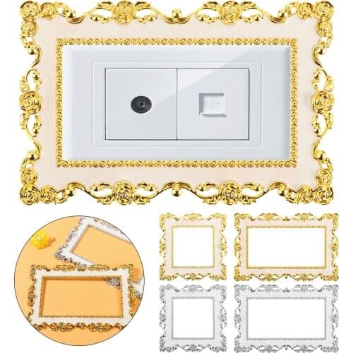Surround Socket Frame Rose Edge Wall Sticker Gold Silver Light Switch Cover Single Double Resin Socket Frame Switch Decoration